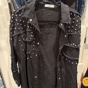 TALULAH Black Studded Jean Jacket